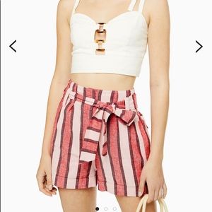FINAL SALE: Topshop Red Stripe Linen Shorts